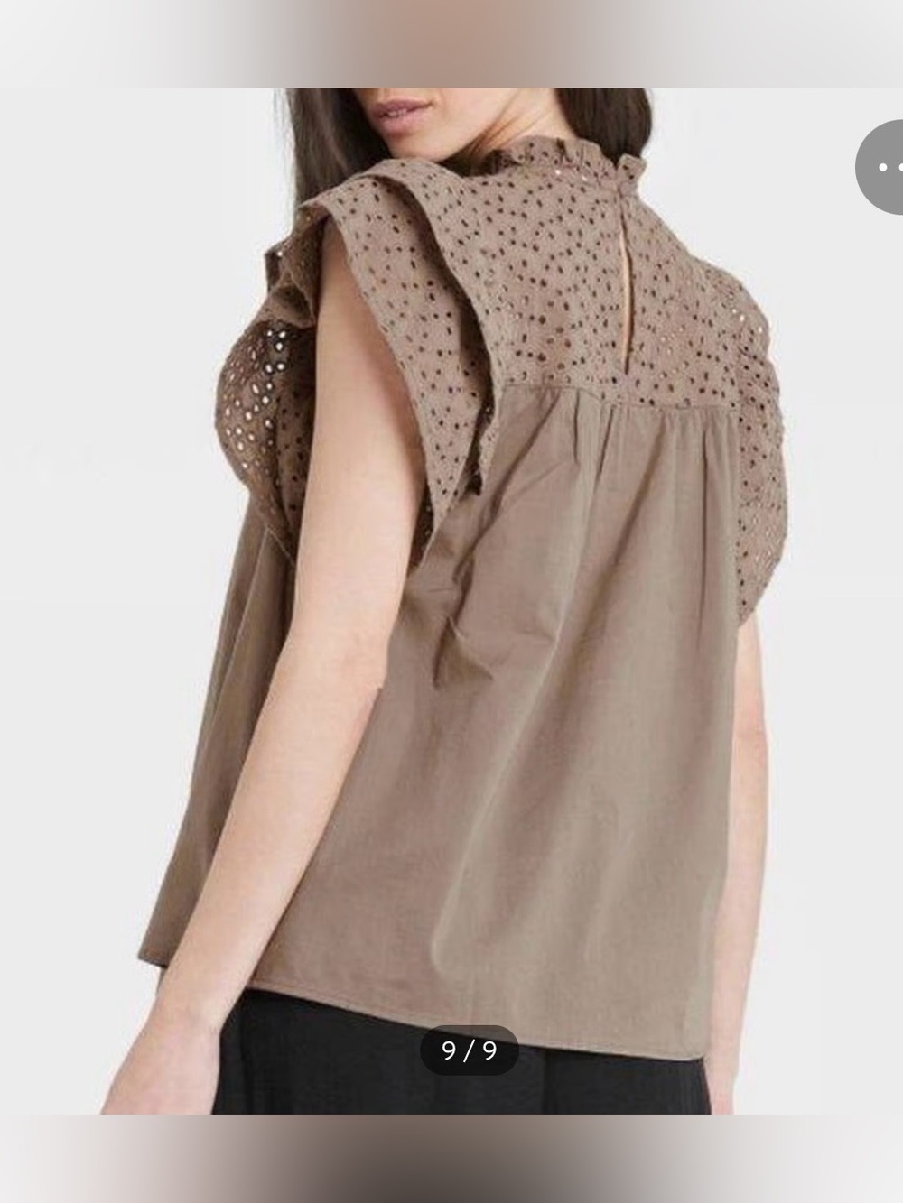 Women’s Ruffle Flutter Eyelet Top - Picture 2 of 3